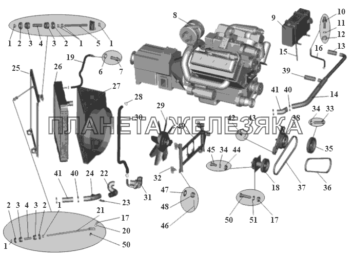 Установка системы охлаждения 104-1300005-16 МАЗ-152 (2011)